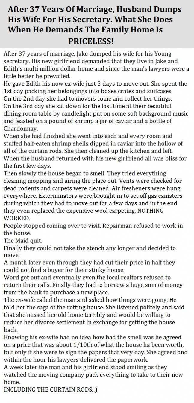 After 37 Years Of Marriage, Husband Dumps His Wife For His Secretary. What She Does When He Demands The Family Home Is Priceless! 1