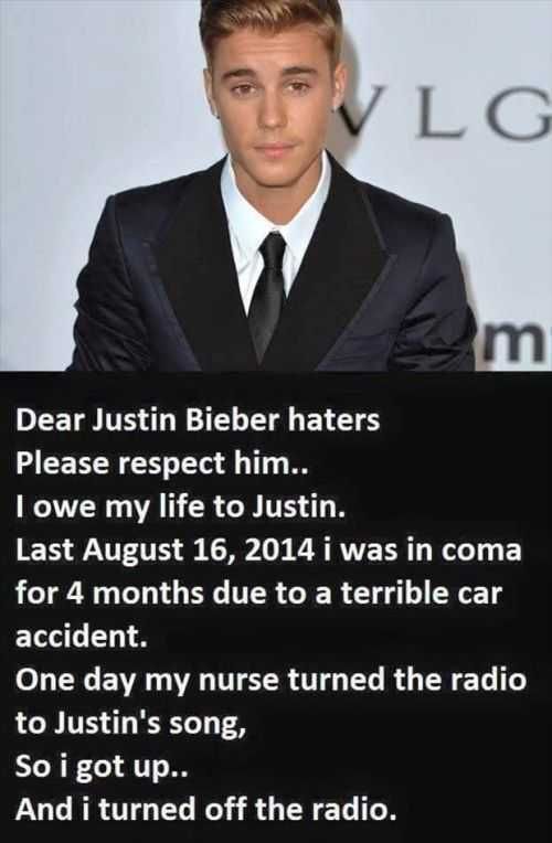 Justin Bieber Woke Me Up From A Coma