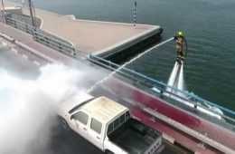 Dubaiwaterjetpackfirefighting3Dubai Firefighters Are Now Using Waterpowered Jetpacks And Jet Skis To Fight Fires Featured