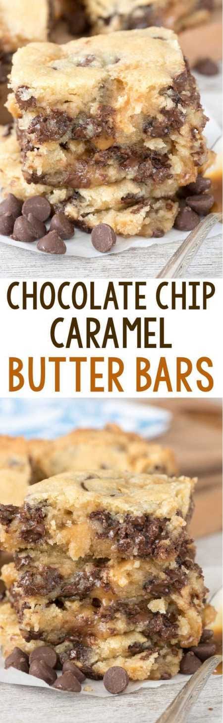 Chocolate Chip Caramel Butter Bars