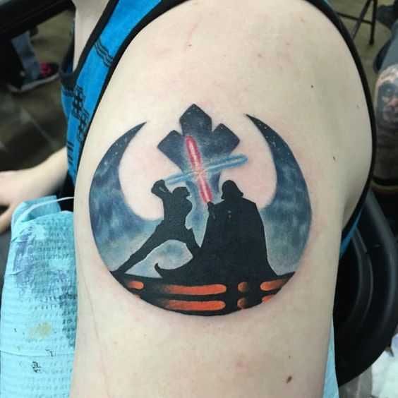 Best Star Wars Tattoos Light Sabre Fight