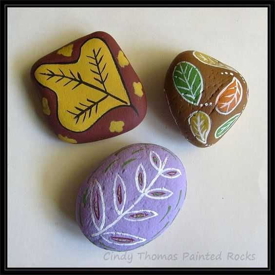 Fall Themed Painted Rocks  Leaves