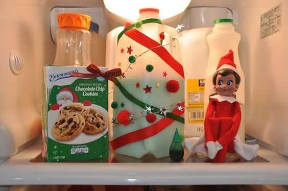 Elf On A Shelf Kitchen Decorated Milk