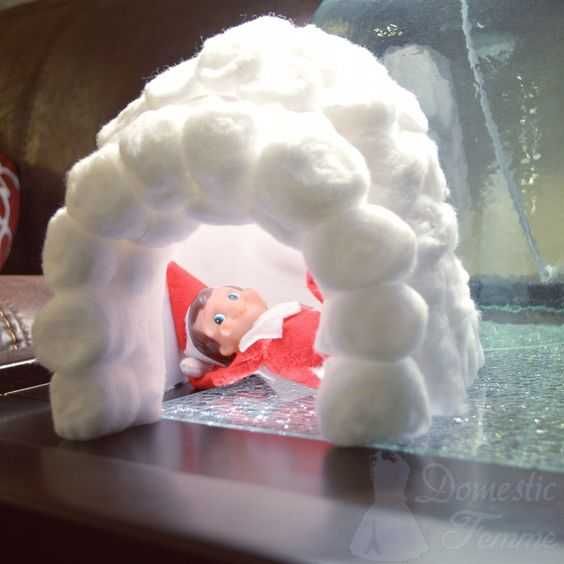 Elf On A Shelf Kitchen Cotton Ball Igloo