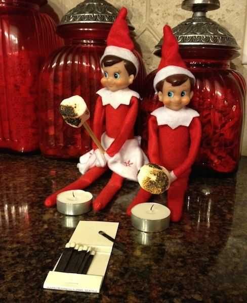 Elf On The Shelf Roasting Marshmallows On The Candle