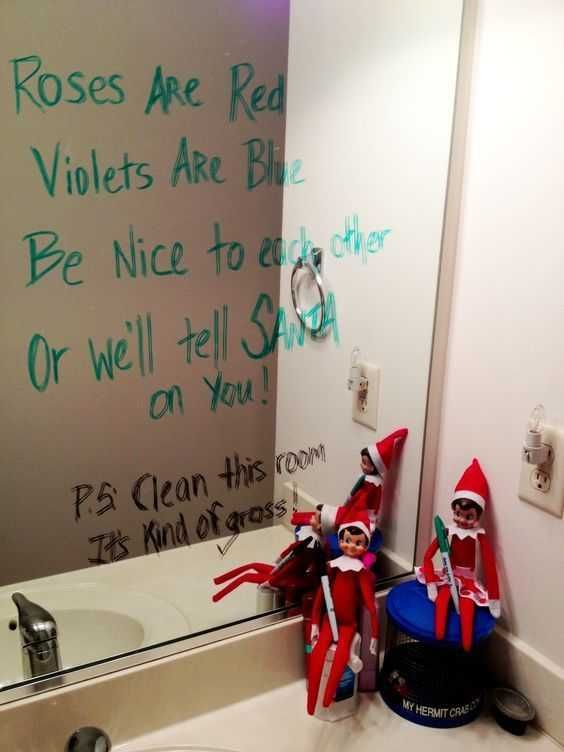 Elf On The Shelf Ideas Elves Writing Messages On Mirror