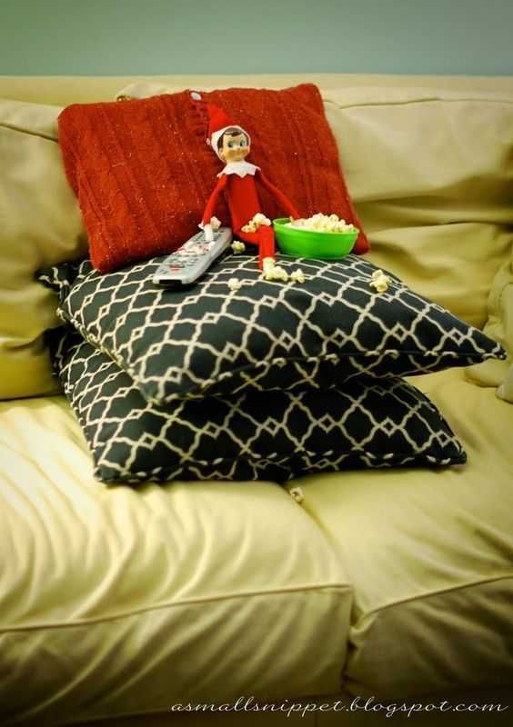 Elf On The Shelf Watching Tv With Popcorn
