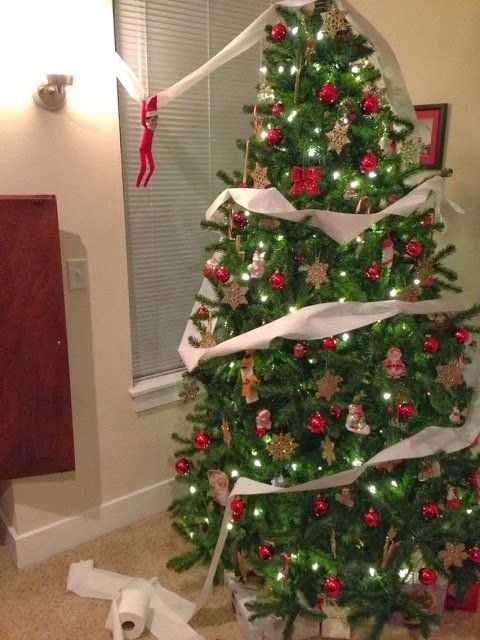Elf On The Shelf Funny Tp'Ing The Christmas Tree