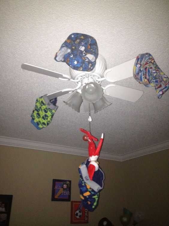 Elf On The Shelf Funny Caught In The Act Hanging Underwear On Fan