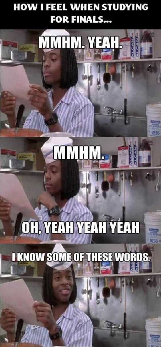 Finals Me Studying Words
