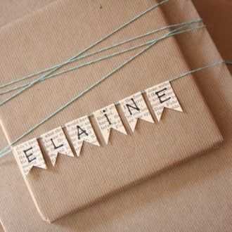 Diy Gift Wrapping  Fancy Name Tags From Newspaper And Brown Paper