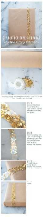 Diy Gift Wrapping  Brown Paper And Glitter