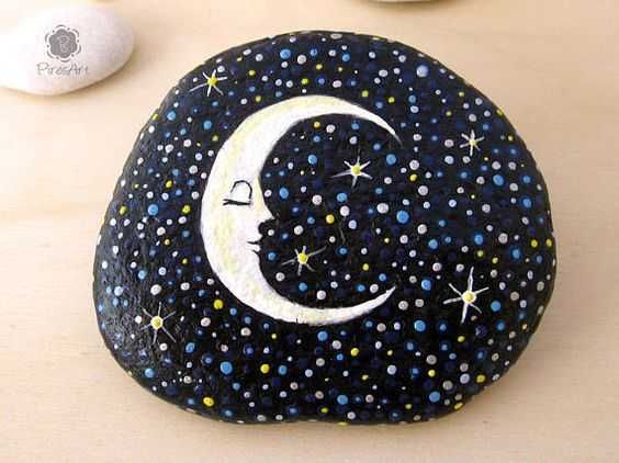 Painted Rock Idea Easy Celestial Scene