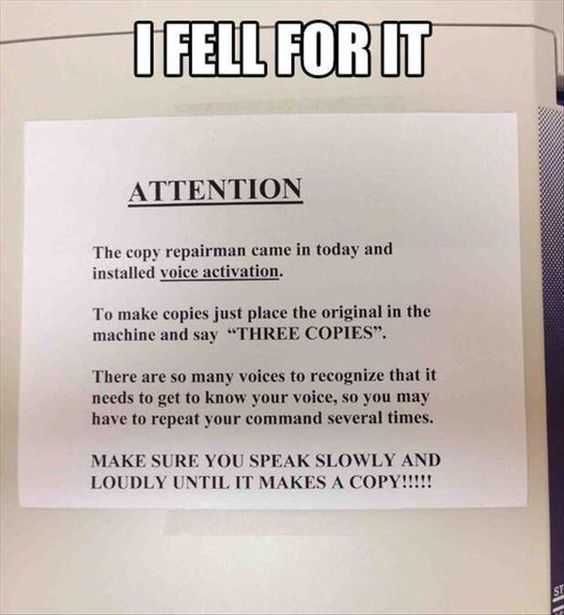 Funny April Fools Pranks Voice Activated Copier