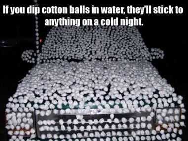 Funny April Fools Pranks Cotton Ball Someone'S Car