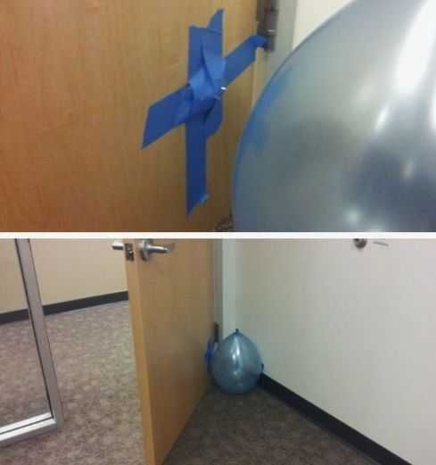 Funny April Fools Pranks Exploding Balloon Behind Door