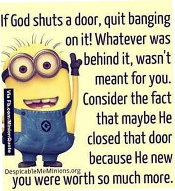 Sarcastic Minion Quote Shutting Doors