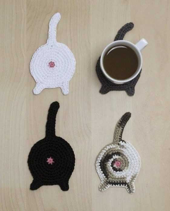 Funny Crochet Patterns Cat Butt Coasters