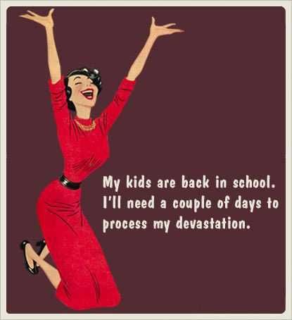 First Day Of School Meme Showing A Woman On Her Knees With Joy.
