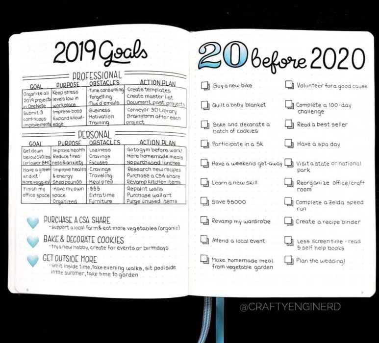 Bujo 2019 Goals Craftyenginerd