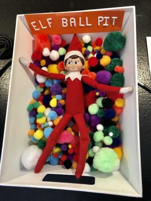 Funny-Elf-Ball-Pit Clever Elf On The Shelf Ideas Elf Ball Pit