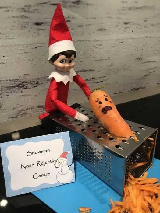 Funny-Elf-Carrot Clever Elf On The Shelf Ideas Disposing Of Rejected Snowman Noses