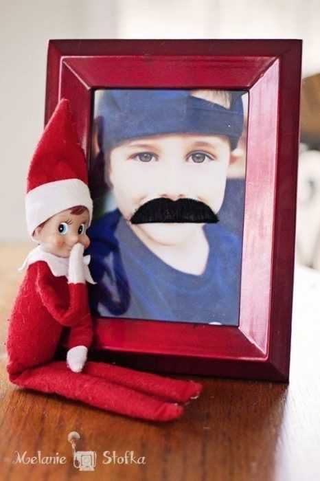 Funny-Elf-Mustache Clever Elf On The Shelf Ideas Graffiti Moustache