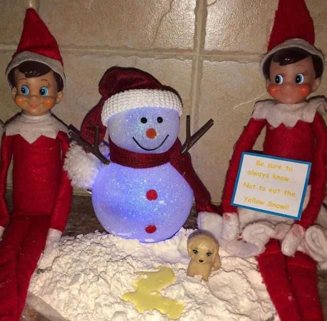 Funny-Elf-Snow Clever Elf On The Shelf Ideas Yellow Snow