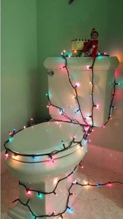 Funny-Elf-Toilet-Light Clever Elf On The Shelf Ideas Decorated Toilet