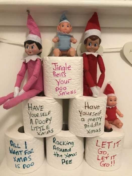 Funny-Elf-Toilet-Paper Clever Elf On The Shelf Ideas Toilet Paper Greetings