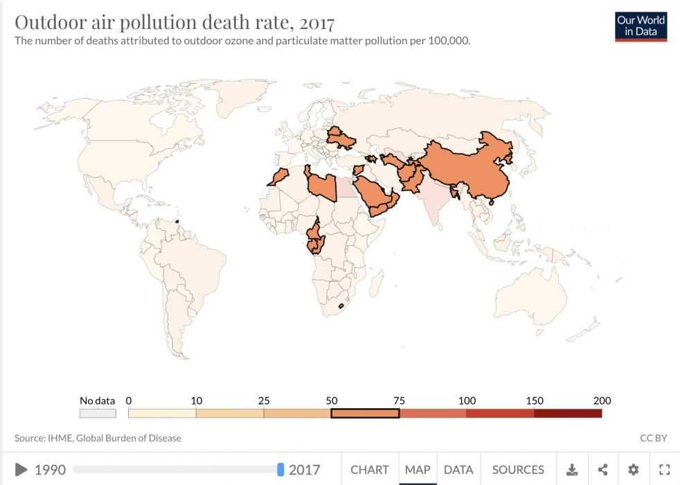 Air Pollution Death Rate World Map Showing Air Pollution Death Rate 2017