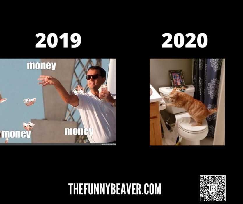 Money-In-2020 Quarantine Cat Memes 2019 Vs 2020
