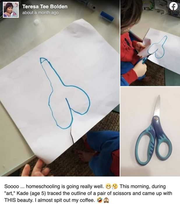 Homeschooling Fail Homeschooling Fail A Child Traces Out A Pair Of Scissors. Yet Another Homeschool Fail