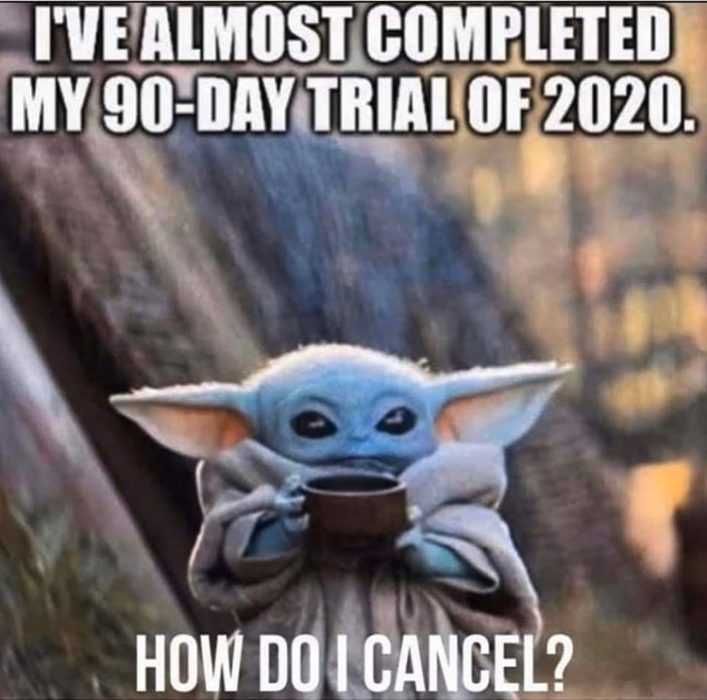 2020-Trial 2020 Memes 2020 Meme Depicting Baby Yoda Wanting To Cancel On 90 Day Trial Of 2020