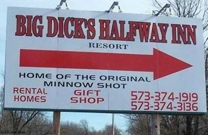 Sign-Big-Halfway Hotel Sign Fail Big Dick'S Halfway Inn Resort