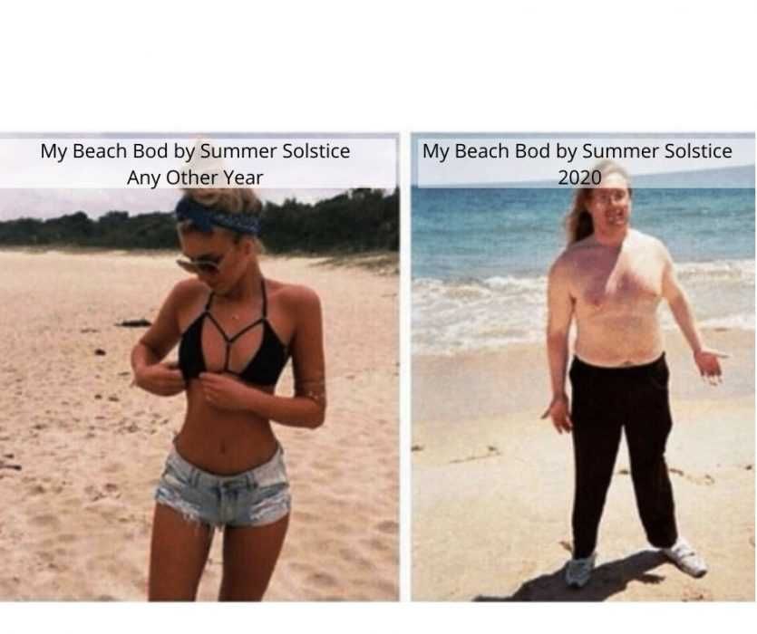 My-Progress-On-Working-On-My-Beach-Bod-By-Summer-Solstice-Any-Other-Year Summer Solstice Beach Bod 2020 Meme