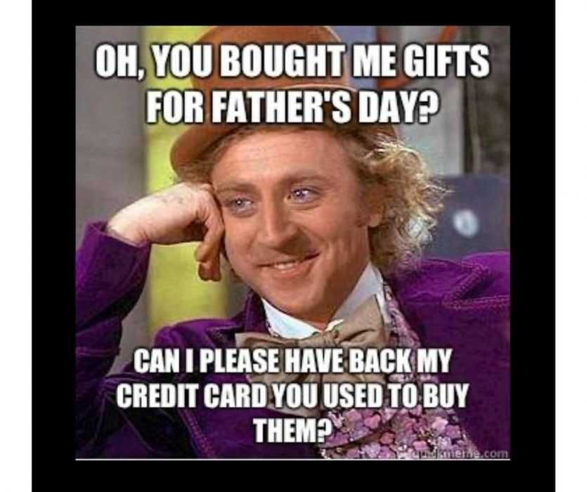 Dads-Credit-Card-For-Fathers-Day-Gift-Meme Meme Showing Man Supporting His Head With Arm Asking For His Credit Card That Was Used To Buy His Father'S Day Present Back