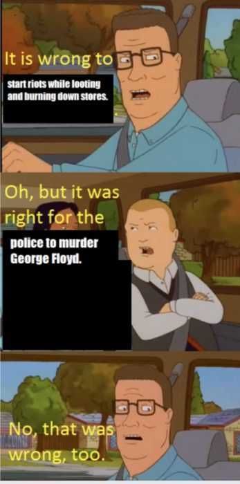 Let-Hank-Tell-It-Straight Meme About Bobby And Hank Talking About Riots