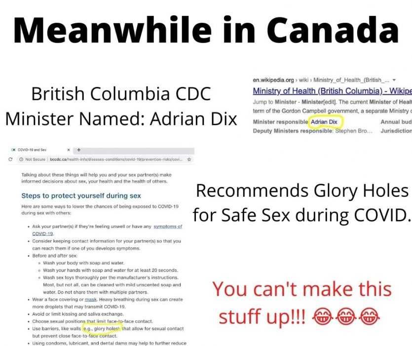 Meanwhile-In-Canada Glory Hole Meme Where British Columbia Health Minister Named Adrian Dix Recommends Glory Holes For Safe Sex