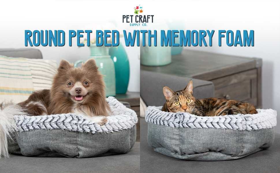 Round-Pet-Bed-Petcraft-Memory-Foam Round Pet Bed Petcraft Memory Foam