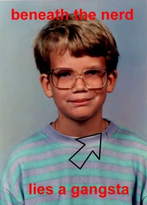 School-Photo-Meme-Gansta-Nerd School Photo Meme Of A Nerd Who'S A Little Gangsta