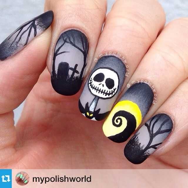 Mypolishworld-Halloween-Nails Halloween Nail Art Nightmare Before Christmas
