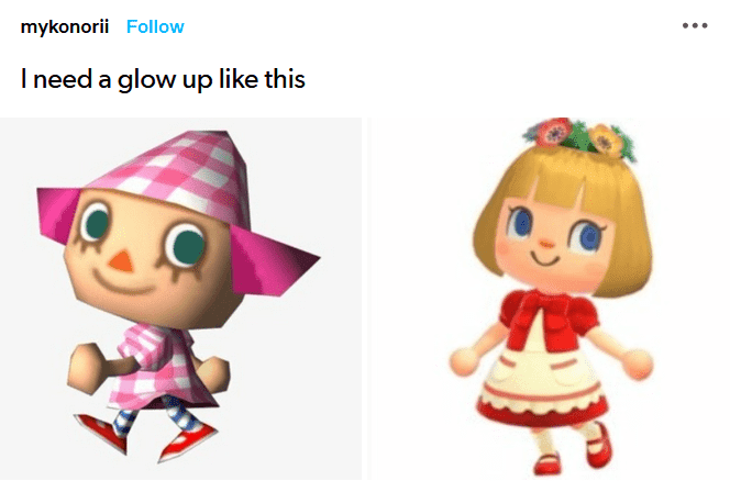Animal-Crossing-Glowup Funny Animal Crossing Meme Glow Ups