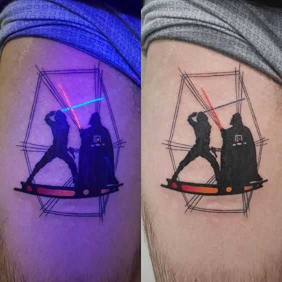 E0E79154A3Dfd1D7Ae35D9E5E6B9B288 Cool Star Wars Tattoos Saber Fight