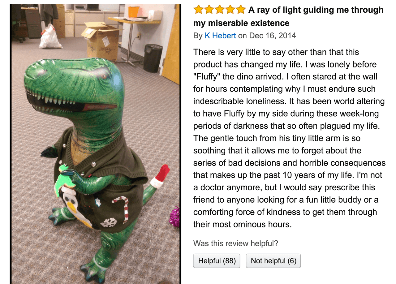 Tumblr_Oos5Lnoltg1Uxzgrto3_1280 Funny Amazon Review Dinosaur