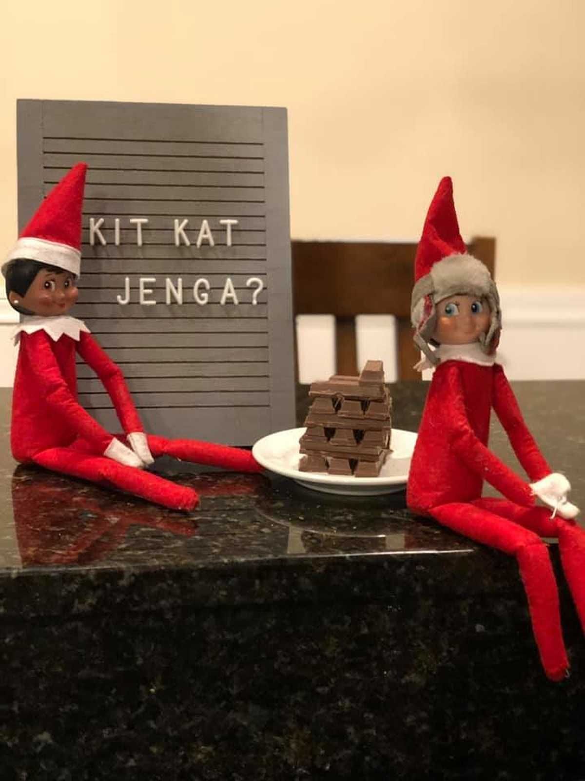2020-Elf-In-The-Shelf-Kitkat Elf On The Shelf 2020 Ideas Kit Kat Jenga