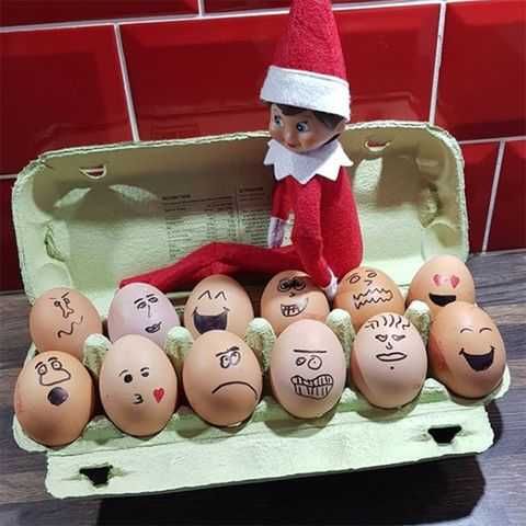 2020-Elf-On-The-Shelf-Egg-Faces Elf On The Shelf Ideas 2020 Eggsciting Mischief