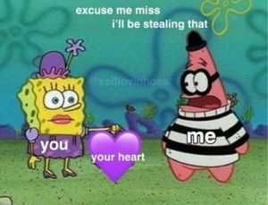 7Ebf7958Ec433Ce4424799974A52A2B9 Funny Spongebob Valentines Day Meme Heart Thief