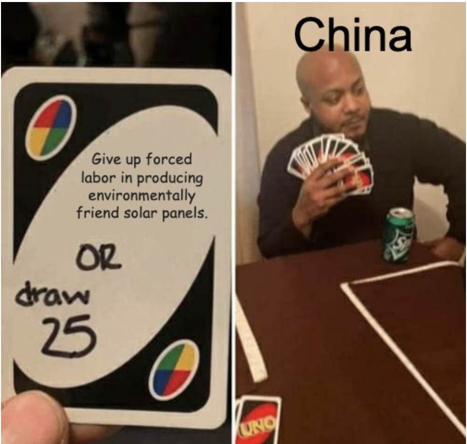 Solar Panels From Forced Labor Meme