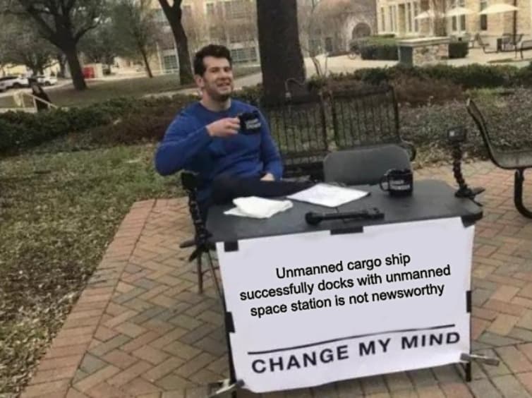 Unmanned Cargo Ship Docks Meme